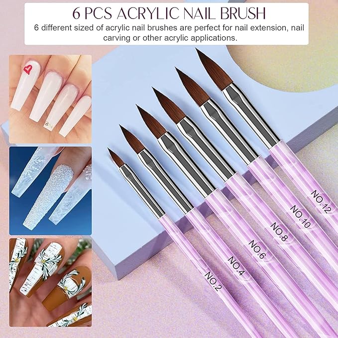 28Pcs Purple Nail Art Brush Set, Professional Acrylic Gel Nail Brushes, Nail Liner Dotting Pen, Nail Dust Cleaning Brush, Manicure Tools Kit for Nail Sculpting, Acrylic Powder Application, Nail Design