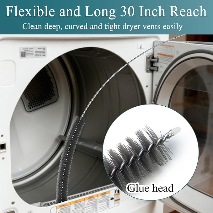 Dryer Vent Cleaner Kit, Flexible Lint Brush for Dryer Vent Cleaning, Dryer Fire Prevention Cleaner Safe & Effective Dryer Lint Removal Tool