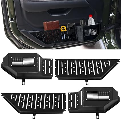 Metal Front Door Pocket Compatible with 2018-2026 Jeep Wrangler Gladiator