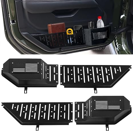 Metal Front Door Pocket Compatible with 2018-2026 Jeep Wrangler Gladiator