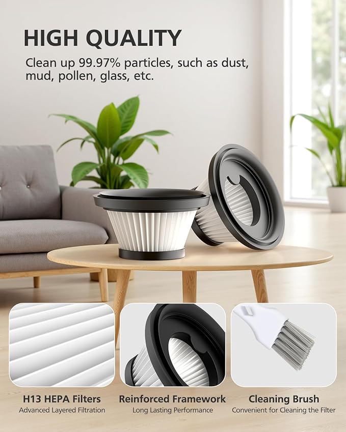 12 Pack Vacuum Filter Replacement Compatible with Compact Cordless Vacuum Cleaner as Seen on TV, Washable and Reusable Vac Replacement Parts