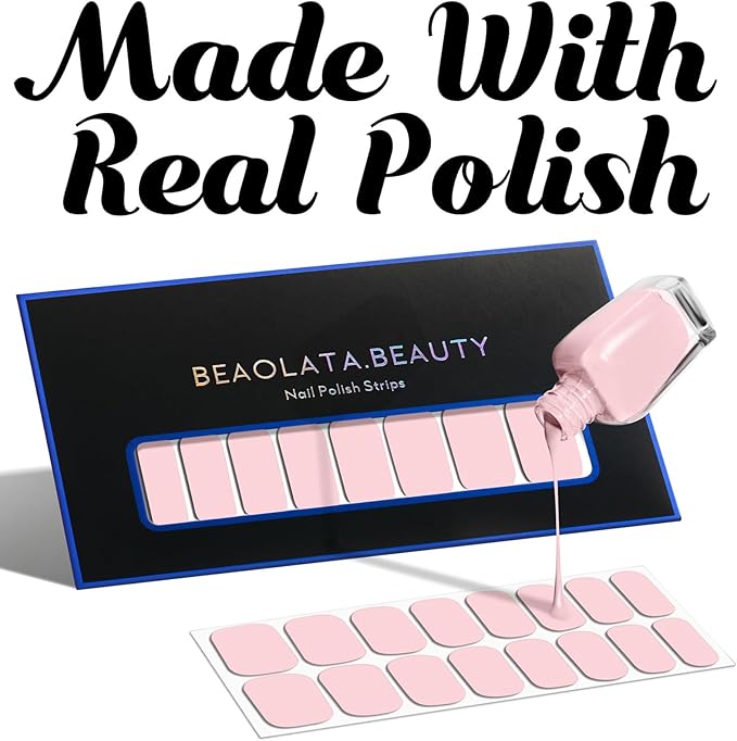 Nail Polish Strips, 32PCS Salon Quality Wraps, Long Lasting Gel Nail Stickers for Women Easy Apply& Remove (Sky Light Blue)