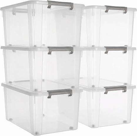 Citylife 6 Packs 58.1 QT Plastic Storage Bins with Lids Large Stackable Storage Containers for Organizing Clear Storage 