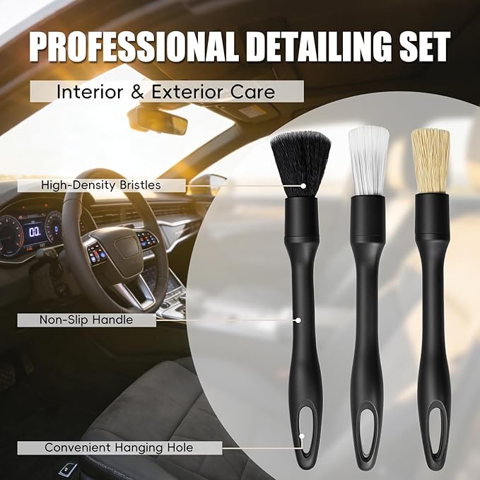 10PCS Car Detailing Brush Kit, Soft Boar Hair Brush, Car Interior Detail Brush, Fiber Brush, Car Dust Removal Brush, Car Cleaning Gel, Car Interior Cleaning Kit for Trucks, Cars, RVs, SUVs