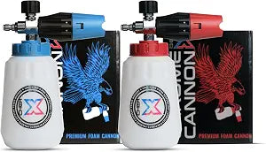 Chem-X Chrome Cannon 2.0 Foam Cannon Kit (Red HDPE 34oz Capacity Bottle + Blue HDPE 34oz Capacity Bottle)