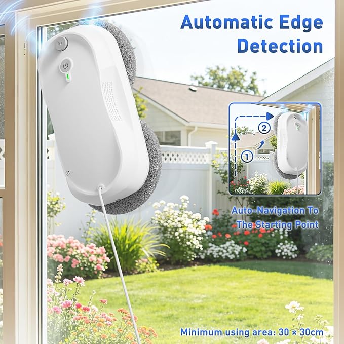 KKI Window Cleaning Robot,Upgraded Window Cleaner Robot, Auto-Dual Spray, Max 3200pa,3 Cleaning Modes & Edge Detection, Remote Control for High-Rise Windows, Glass Door,5Sets Cloths