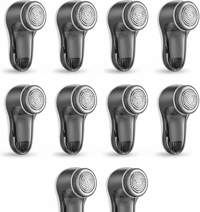 10 Pack Fabric Shaver and Lint Remover,Sweater Defuzzer with 20 Replaceable Blades,Fuzz Remover Furniture Sweater Shavers to Remove Pilling, Battery Operated, Gray