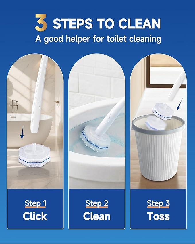 60 Count Toilet Wand Refills for Clorox, 5X Cleaning Power Toilet Bowl Wand Refills & High-Density Disposable Toilet Brush Scrubber - No Falling Apart, Instant Foam for Bathroom Cleaning