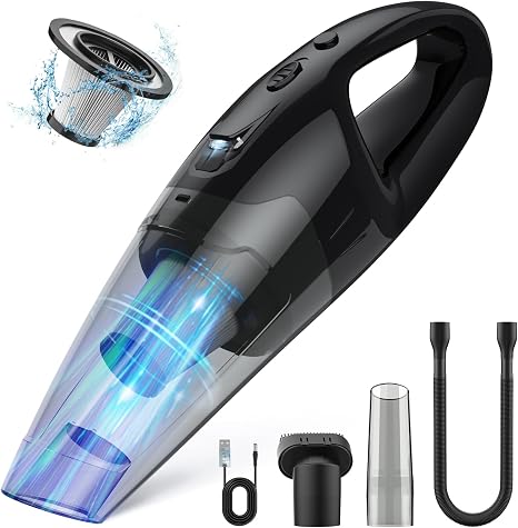 BSRCO Cordless Handheld Vacuum with 6kPa Hurricane Suction, 25Mins Runtime Portable Car Vacuum for Deep Gap Cleaning, Li