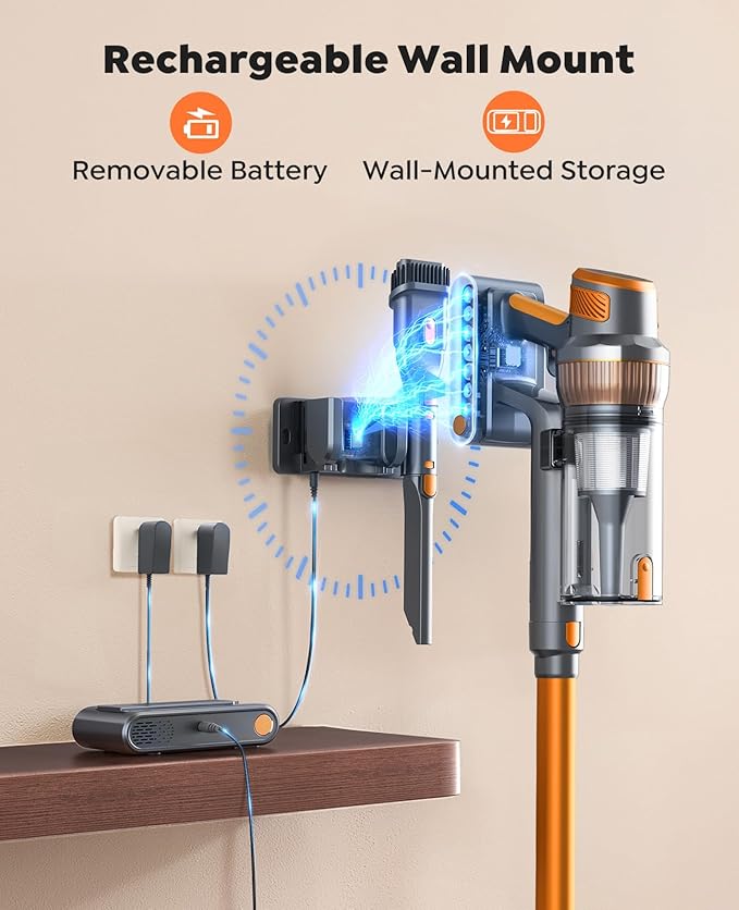 Cordless Vacuum Cleaner, 55KPa 650W 70Mins Stick Vacuum Cleaners for Home, Self-Standing Handheld Vacuum with 3.3Ft Extendable Hose, LED Touch Screen for Pet Hair/Floor/Carpet