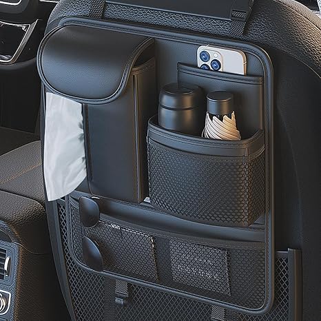 Backseat Car Organizer,5 Storage Pocketscar Seat Organizer,Car Storage Organizer with Foldable Food Tray,Car Seat Back P