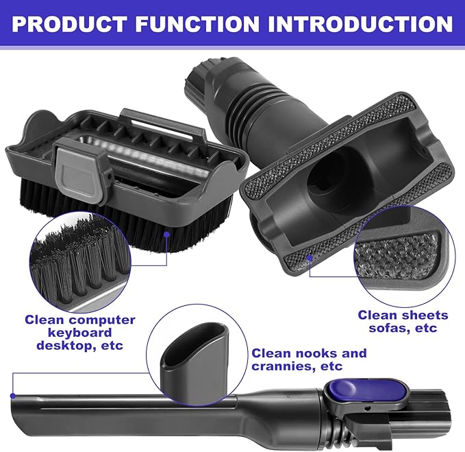 IX141 Vacuum Crevice Tool Brush Replacement Parts Compatible with Shark Pet Cordless Stick IZ162H IZ361H IX140 IX141 IZ140 IZ142 UZ145 Removable Two-in-one Tool Brush Attachments for D-Shaped Vacuum