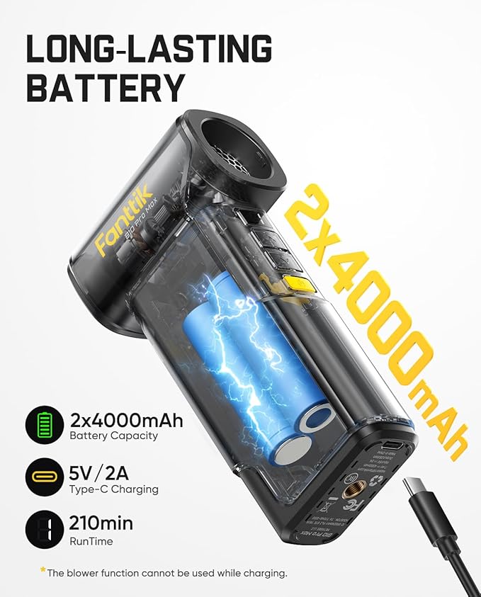 Fanttik B10 Pro Max Electric Air Duster, 130000RPM Brushless Motor, Compressed Air Duster, 6 Gears Adjustable, One-tap Booster, 28.8Wh Rechargeable Battery, Electric Duster for PC, Car (Grey)