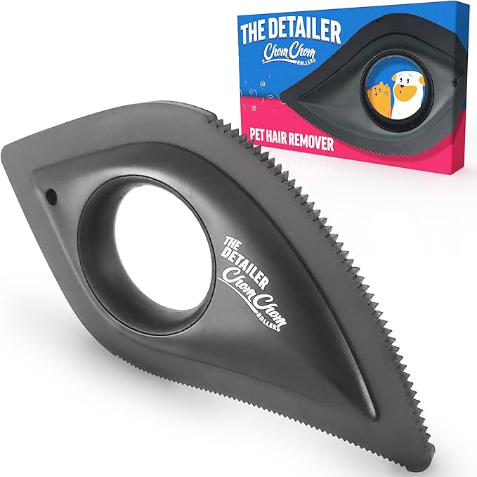 ChomChom Roller Detailer- Scraper for Pet Hair Remover and Lint - Great for CAR - Cat and Dog Hair Remover for Couch, Furniture, Carpet, Clothing and Bedding - Travel Multi-Surface Fur Removal Tool