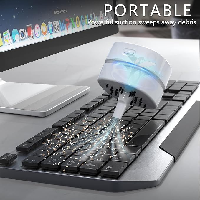 IGOKOTI Mini Desktop Vacuum Cleaner, USB Charging Keyboard Vacuum Cleaner with Pattern, Detachable and Portable Mini Vacuum for Desk, Cordless Desk Vacuum for Cleaning, Dust, Crumbs, Computer