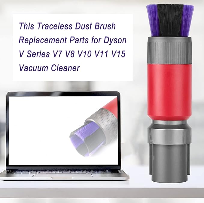 Traceless Scratch-Free Dusting Brush Compatible with Dyson V7, V8, V10, V11, V12, V15 Gen5 detect and Gen5 outsize Vacuum Cleaners Features handy self-cleaning soft bristles, Soft Bristle Dust Brush