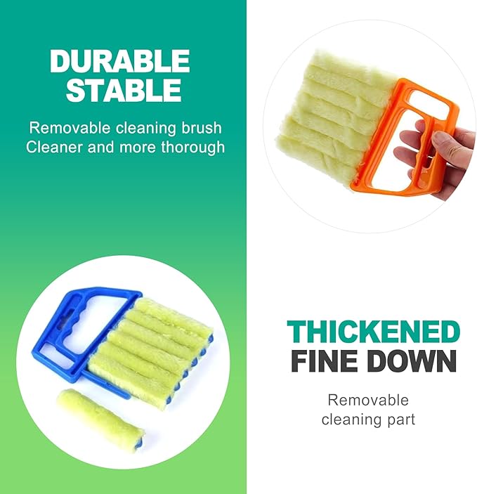 slaixiu 4-Pack 7 Finger Window Blind Cleaner Duster Tool, Washable Mini Blinds Cleaner Brush for Wood, Vinyl Shutters, AC Air Vent, and Car Fan Dusting