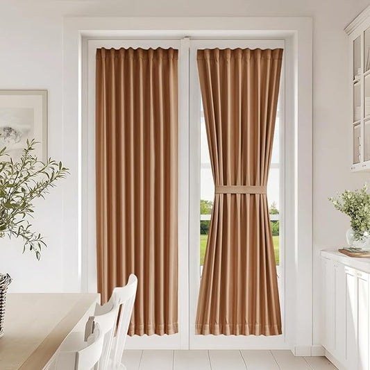 Vatge Terracotta French Door Curtains 72 Inch Length for Patio Door - Burnt Orange Sidelight Curtains for Front Door, 1 Panel, W25 x L72, Terracotta