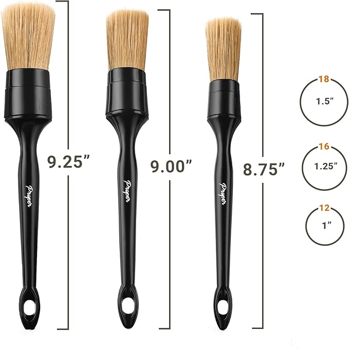 Premium Car Detailing Brush Set - Professional 3 Pack Kit Detail Brushes with Soft Boars Hair Bristles for Auto Interior & Exterior - for Cleaning Leather Seats, Air Vents, Wheels & Emblems