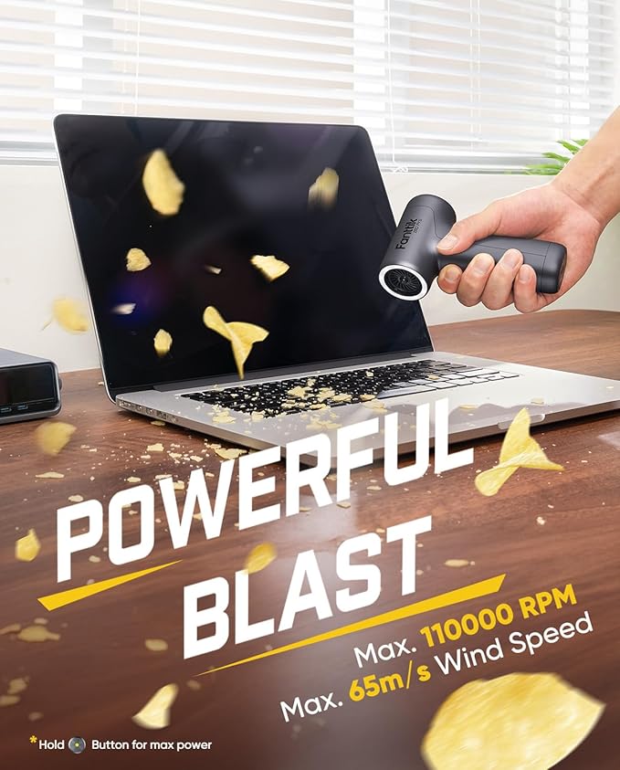 Fanttik B10 Pro Electric Air Duster, 110000RPM Brushless Motor, Compressed Air Duster, Mini Blower with One-tap Booster, 3 Gears Adjustable, Electric Duster for PC, Keyboard, Electronics (Silver)