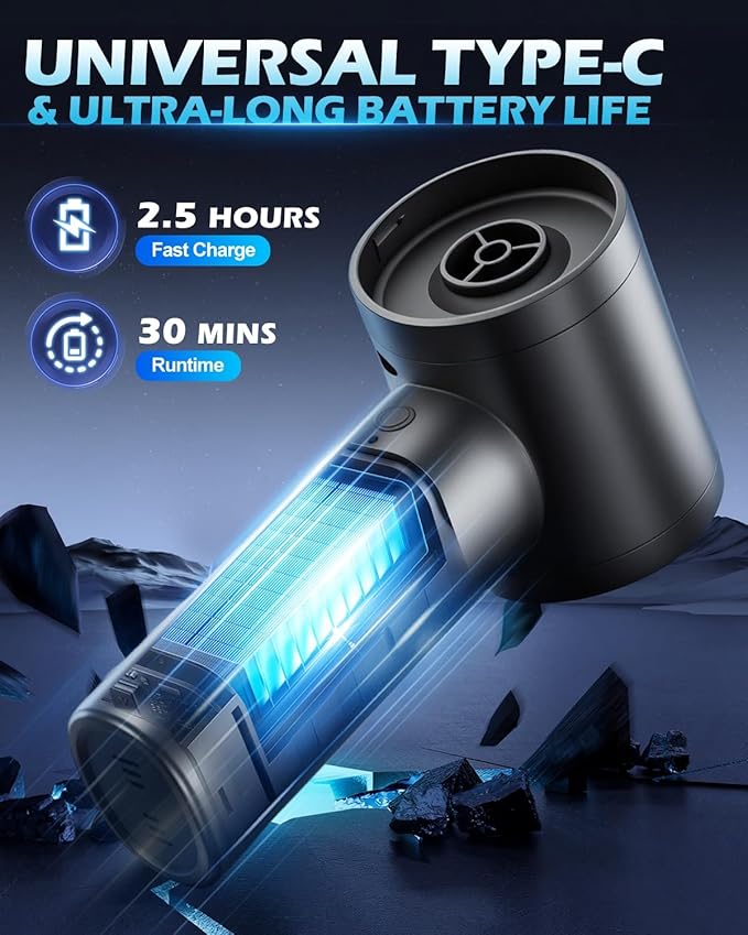 2026 Upgraded Handheld Car Vacuum, Cordless Car Vacuum Cleaner with 15000Pa Strong Suction, Brushless Motor & Filter, 7-in-1 Cleaning Kit, Type-C Charging for Home Office Car Pet (Black)