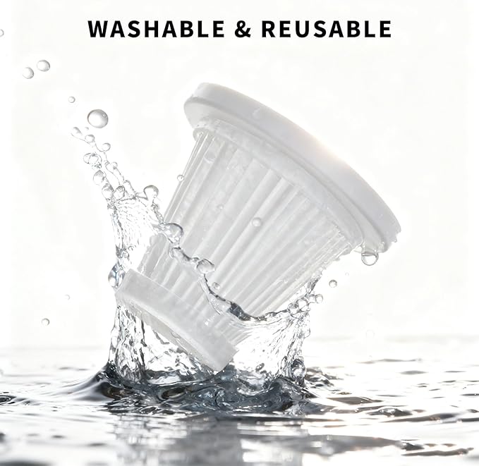 Washable Vacuum Filter 2 Pack, Reusable Replacement Dust Filter for MEFELF CV101 Handheld Car Vacuum Cleaner and Other Mini/Portable Vacuums, 0.2L Capacity