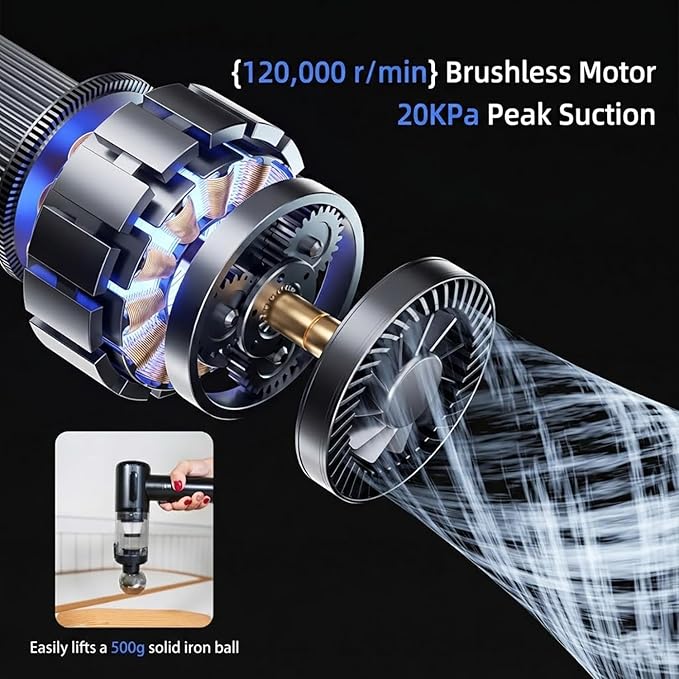 Handheld Car Vacuum Cleaner, 20000Pa Ultra-Strong Suction & Air Duster 2-in-1, Cordless Brushless Motor Portable Vacuum, 100W High Power Mini Vacuum for Car Interior, Home, Office, Pet Hair
