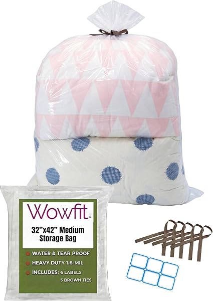 Wowfit Large Plastic Bags for Comforters & Pillows, 32x42, 5 CT, 1.6 Mil
