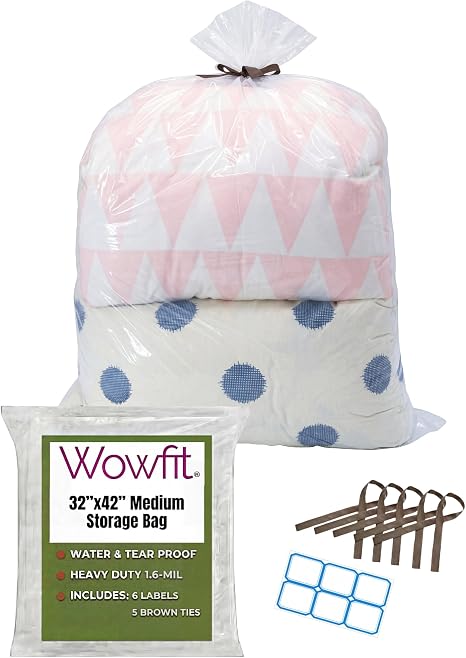 Wowfit Large Plastic Bags for Comforters & Pillows, 32x42, 5 CT, 1.6 Mil