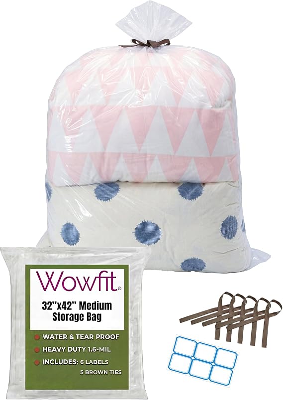 Wowfit Large Plastic Bags for Comforters & Pillows, 32x42, 5 CT, 1.6 Mil