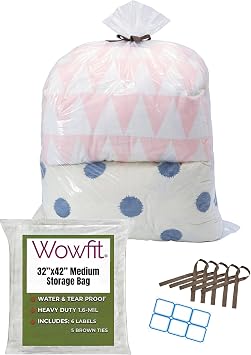 Wowfit Large Plastic Bags for Comforters & Pillows, 32x42, 5 CT, 1.6 Mil