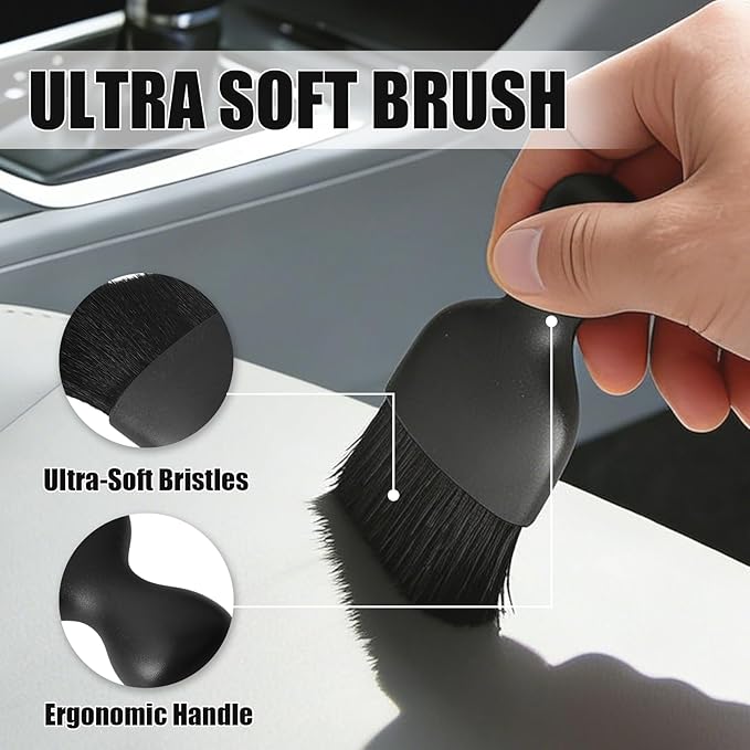 10PCS Car Detailing Brush Kit, Soft Boar Hair Brush, Car Interior Detail Brush, Fiber Brush, Car Dust Removal Brush, Car Cleaning Gel, Car Interior Cleaning Kit for Trucks, Cars, RVs, SUVs