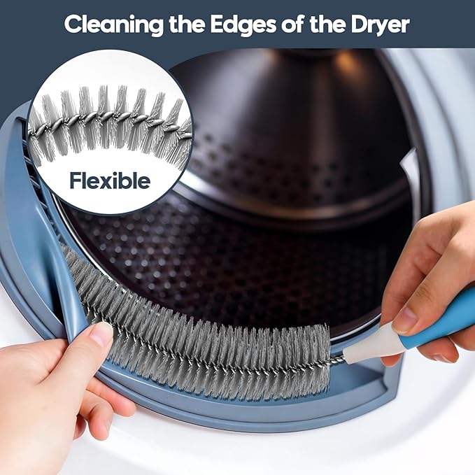 Dryer Vent Cleaner Kit 5 Pcs, Refrigerator Coil Cleaning Brush, Sewer Set Brush, Dryer Lint Cleaner Brush for Flexible Lint Remover, Kitchen Sink, Bathroom Clog, Toilet, Vent Scrubber