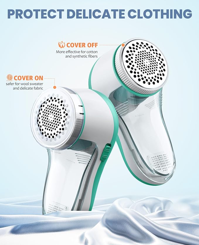 POPCHOSE Fabric Shaver, Lint Remover for Clothes, Electric Lint Shaver with 6-Leaf Blades, Sweater Shavers to Remove Pilling for Clothing, Couch, Furniture, Fuzz, Lint Ball, Bobbles, Spring Green