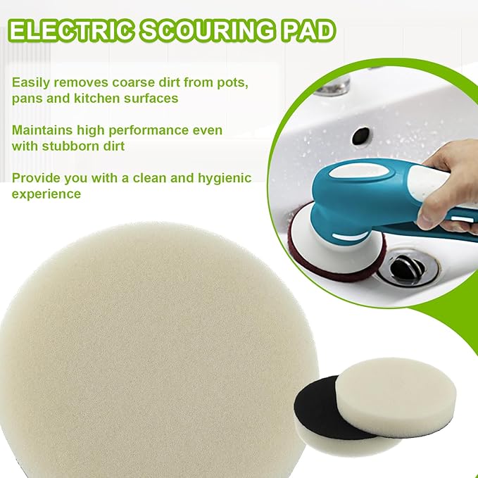 16pcs Foam Pads Power Scrubber Pads Set Electric Scrubber Replacement Scouring Pads fit for Dremel Versa Scouring Pads,White