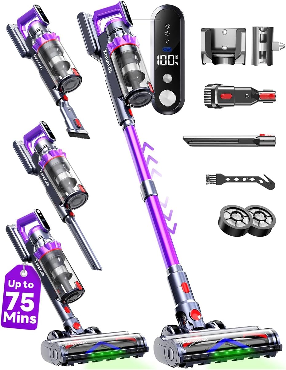 Cordless Vacuum Cleaner, 75Mins/55KPa/650W, Rechargeable