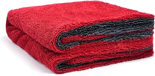 Greenfound 1000GSM Car Drying Towel 18"x24", Edgeless Double Twist Pile, Ultra Absorbent Microfiber Towel, Scratch-Free 