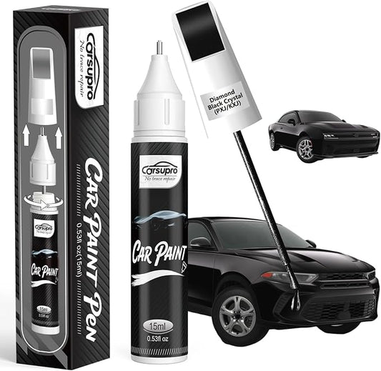 Diamond Black Crystal(PXJ/KXJ) for Dodge Touch Up Paint Pen, 2 in 1 Car Scratch Remover with Pen Tip and Brush, Precise 