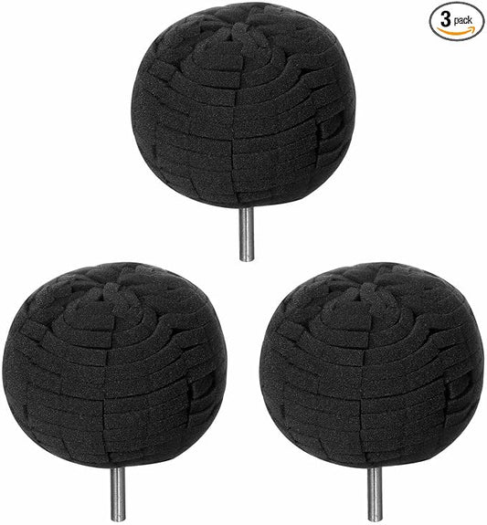 HARFINGTON 3pcs Ball Buffing Polishing Pads 3 Inch Fine Cut Sponge Car Wheel Polishers Detail Polisher Tool with 1/4" Di