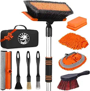 62'' Car Wash Brush with Long Handle, Complete Car Wash Kit, Scratch-Free Car Cleaning Brush Mop Kit with Clay Bar, Wash
