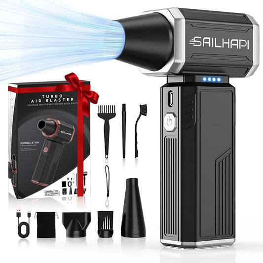 Powerful Turbo Fan 300000RPM, Handheld Office Duster Blower Replaced Can of Air, Rechargeable Durable Fan Cleaner for PC Gamers, Barber, Laptop, Computer Accessories & Snow Removal