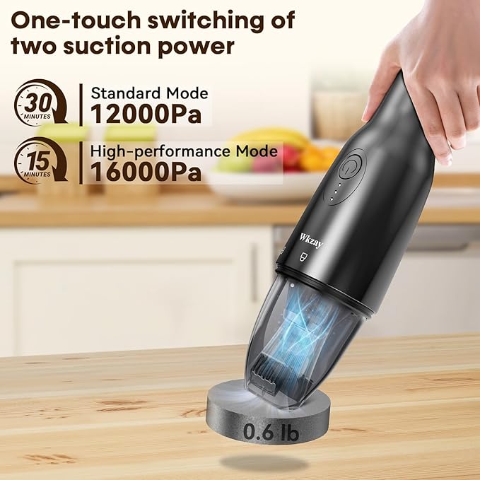 Wkzay Cordless Handheld Vacuum Cleaner - 16000 Pa Suction and Brushless Motor for Rechargeable Lightweight and Portable Cleaning in Home