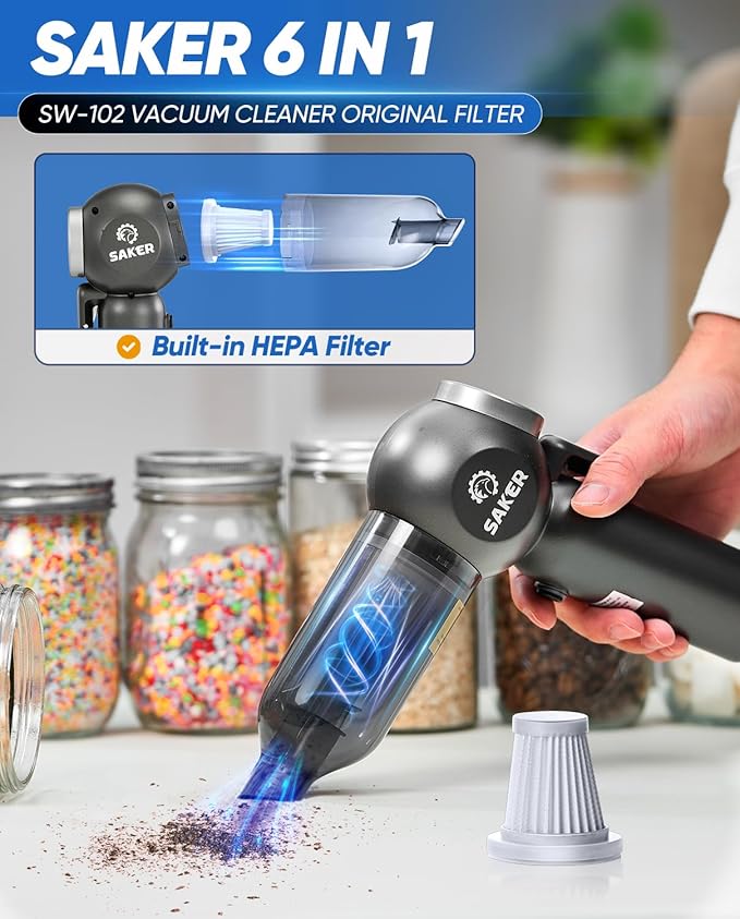Saker HEPA Filter 4-Piece Set for Saker Handheld Car Vacuum Cleaner Cordless,4 Replaceable HEPA Filters Accessories Only for SW-102 Mini Handheld Vacuum