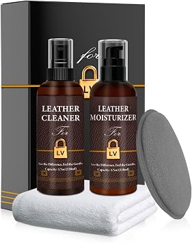 Leather Cleaner & Moisturizer Set for Louis Vuitton, Cleaning and Maintenance Set for LV, Powerful Stain Removal, Gentle