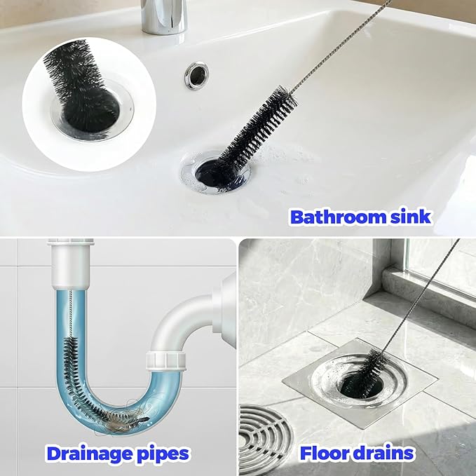 Holikme Dryer Vent Cleaner Kit - 5 Piece Flexible Snake Tool for Lint Removes & Hair Clogs, Suitable for Drain Pipes,Condenser, Refrigerator Coils, Radiators, Toilets, Sinks & Tile Grout