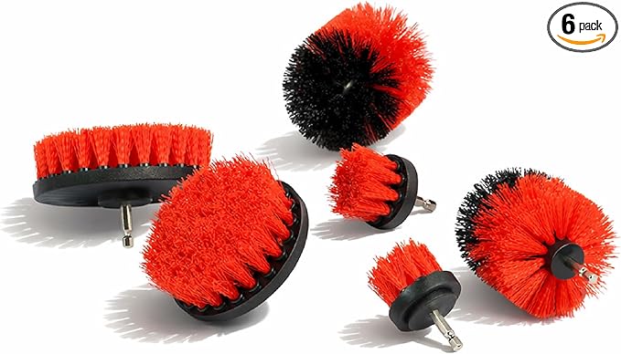 6-Piece Drill Brush Cleaning Set – Power Scrubber Attachments with 2”, 3.5”, 4” & 5” Brushes, Durable PP & PET Bristles for Bathroom, Tile, Grout, Kitchen, Tub & Floor Cleaning