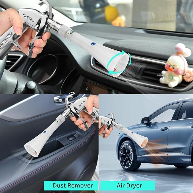 GOCCIDA Tornado Dry Cleaning Gun with Brass Adjustable Air Flow Nozzle,Air Blower Gun Quickly Blasts Dirt and Dust from Surface Works with Air Compressor