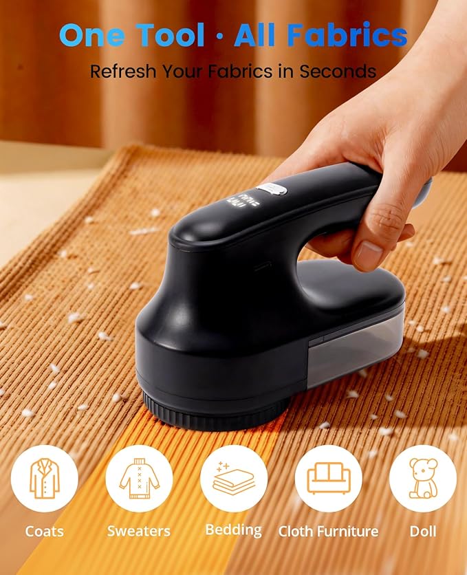 Killrose Fabric Shaver for Clothing，Rechargeable Lint Shaver with 2.7in Large Shaving Head, 6-Leaf Blades & LED Display,2-Speed Sweater Shavers to Remove Pilling from Clothes, Furniture, Sofa, Blanket