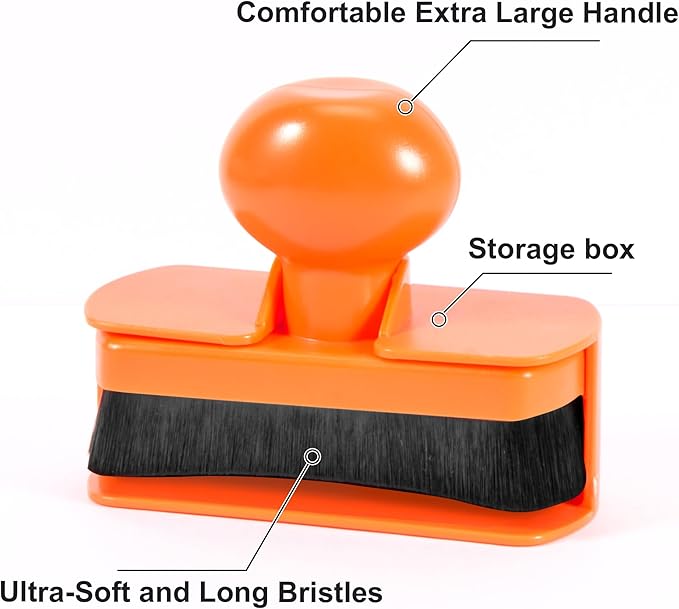 Large Tire Shine Applicator, Car Tire Shine with Curved Brush Head - Large Automotive Tire Dressing Applicator Brush with Storage Stand for Tire Shine Tire Detailing, 3.6 Inch Length (Orange)