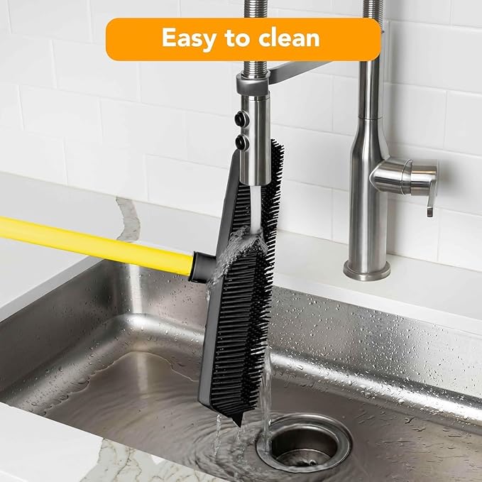 FURemover Pet Hair Removal Rubber Broom, 48" Handle